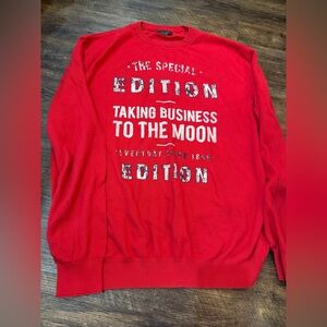Zara Red Crewneck Sweater with Graphic Text